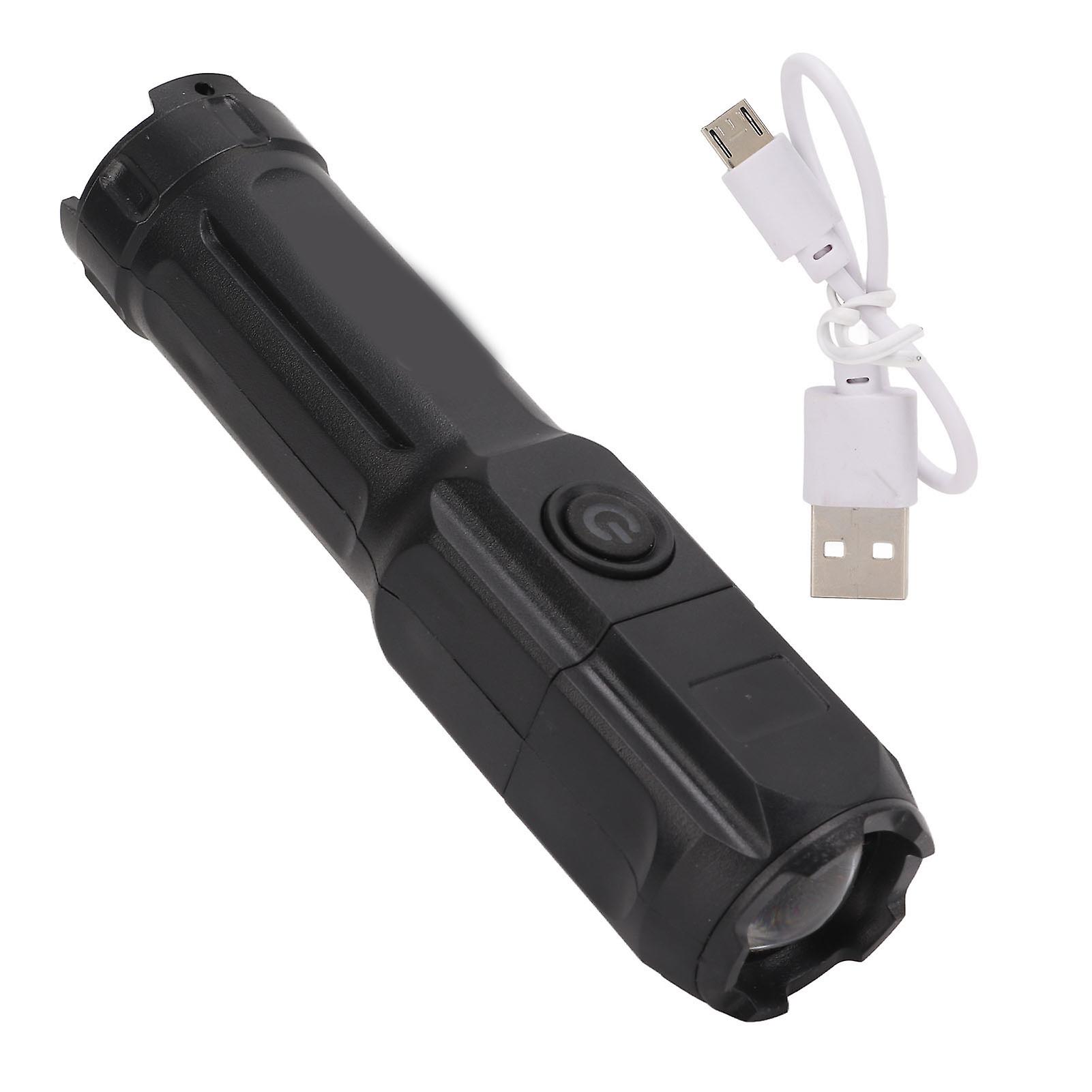 T6 ABS Strong Light Zoom Flashlight USB Rechargeable Outdoor Mini Multi Function Torch