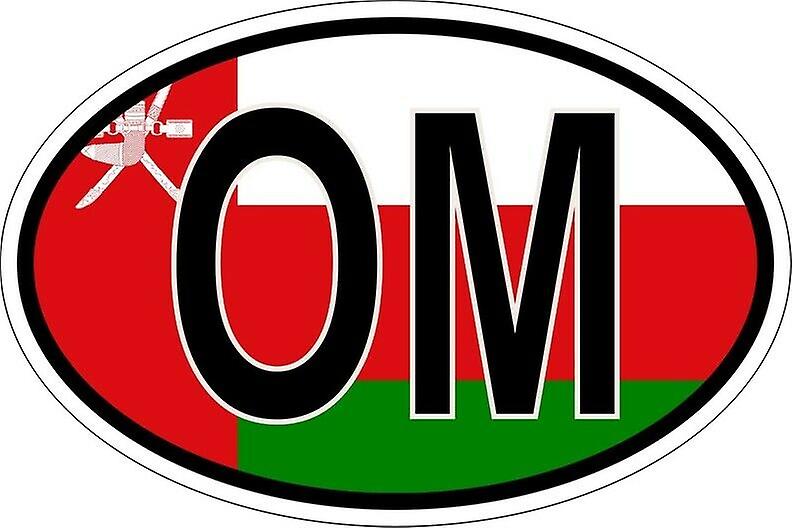 Autocollant sticker ovale oval drapeau code pays OM oman