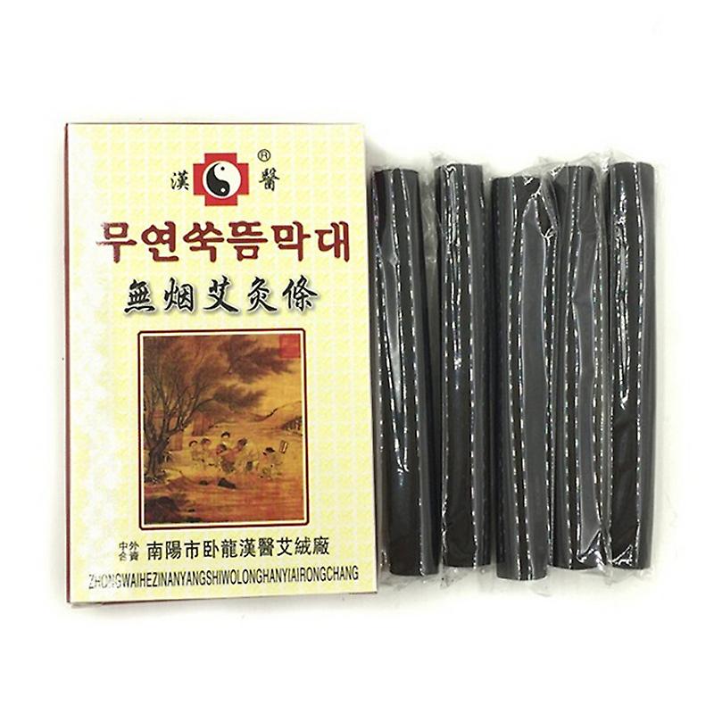 5pcs/box Black Traditional Smokeless Moxa Stick Roll 14*110mm Moxibustion HOT