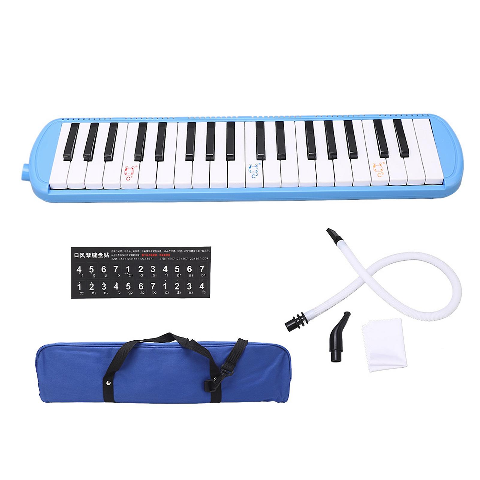 37 Key Melodica Wind Instrument for Adults and Beginners, Portable Keyboard Musical Instrument for Learning and Practice Blue