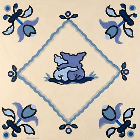 Delft blue pigs I Poster