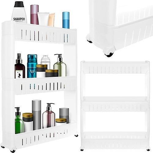 Mobile kitchen shelf on wheels, white