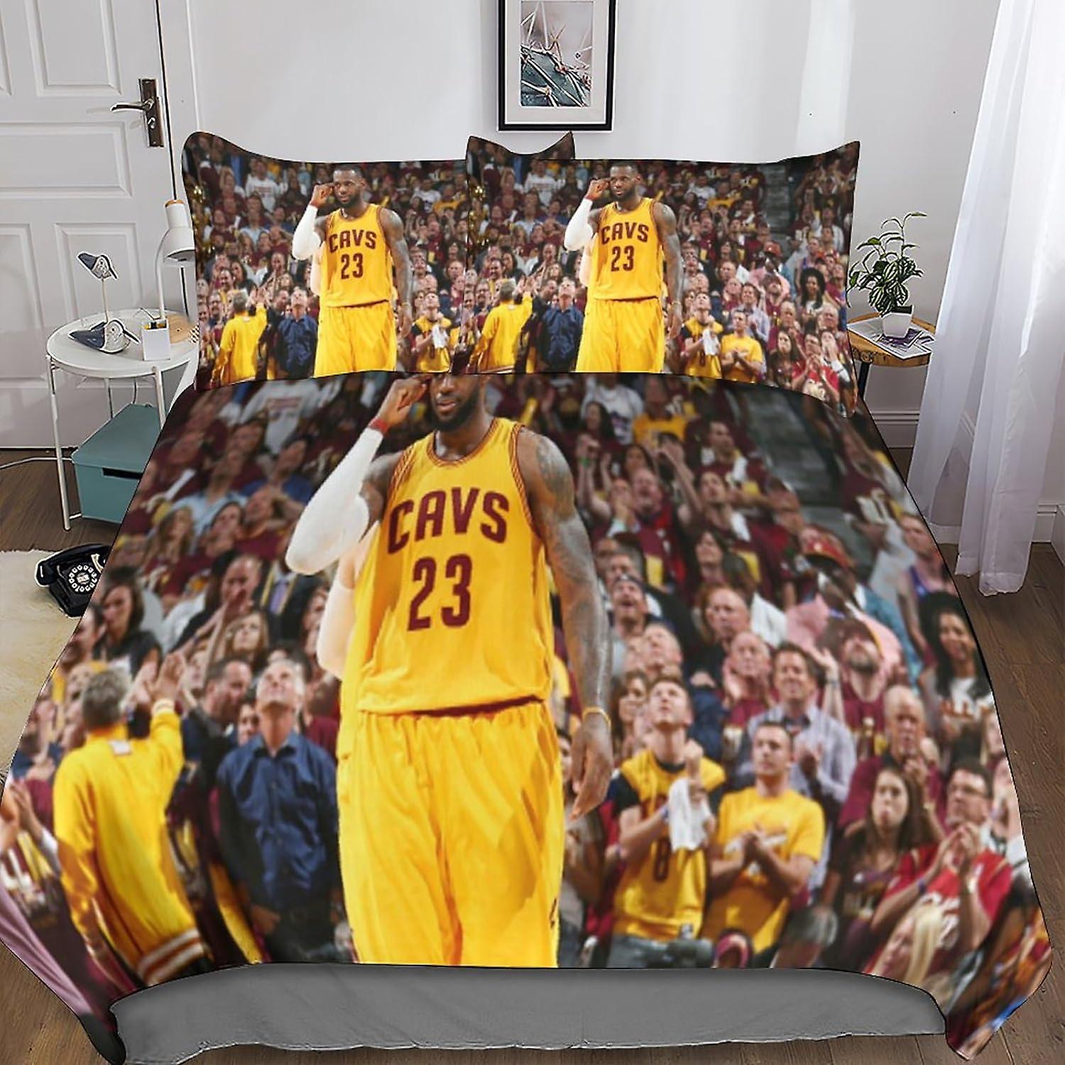 3D Printed LeBron James Duvet Cover Set Basketball Superstars Bedding Set, Soft Microfibre, 2 Pillowcases, Hidden Zip,
