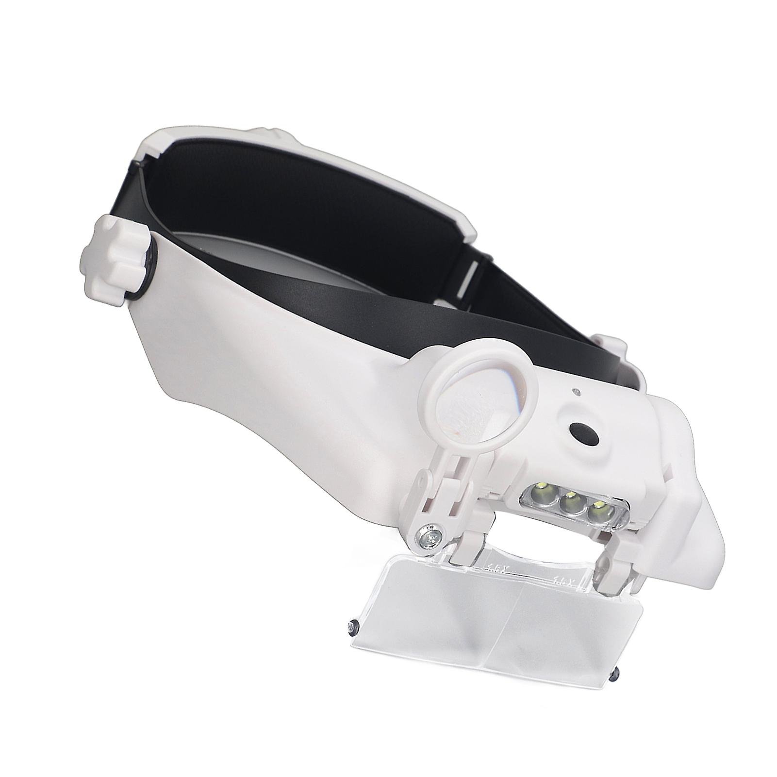 Head Magnifier Rechargeable Magnifying Glasses LED with 4pcs Eyeglass for Reading Repair 