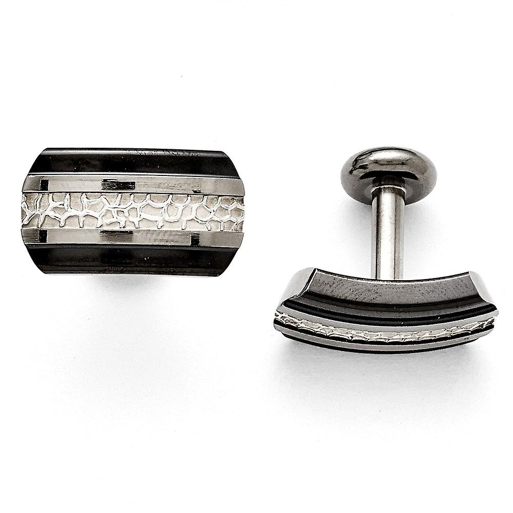 Titanium Black Ti 925 Sterling Silver Polished Cuff Links-Cuff Link for Men