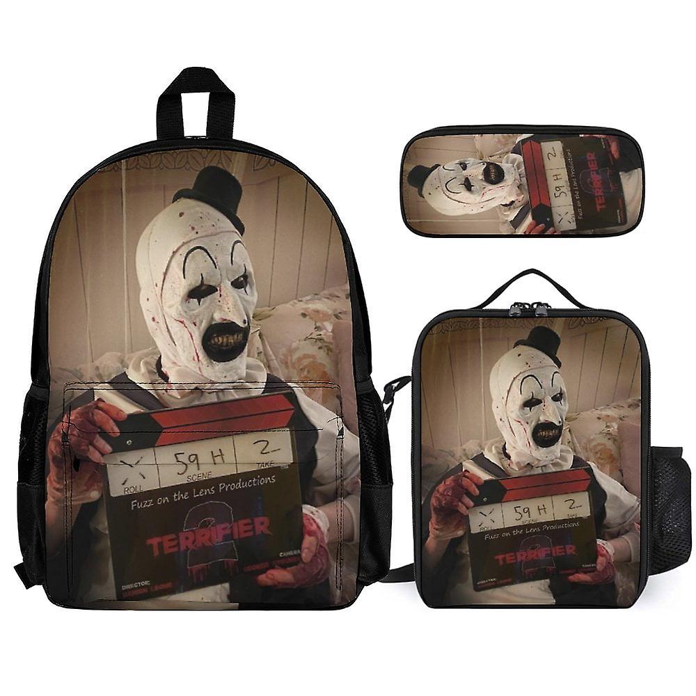 Terrifier 3Pcs Backpacks Sets with Lunch Bag And Pencil Case