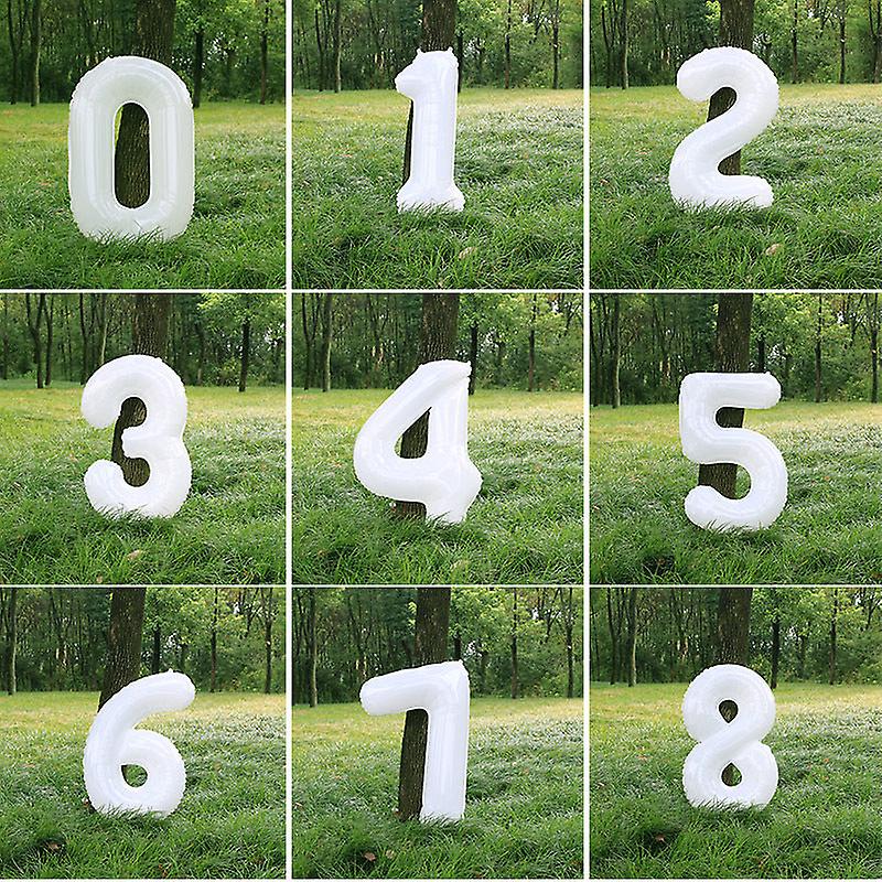 (Y)0-9 Digital Balloon, 32 inch White Birthday Party Aluminum Film Digital Balloon Outdoor Children's Baby Photography Prop