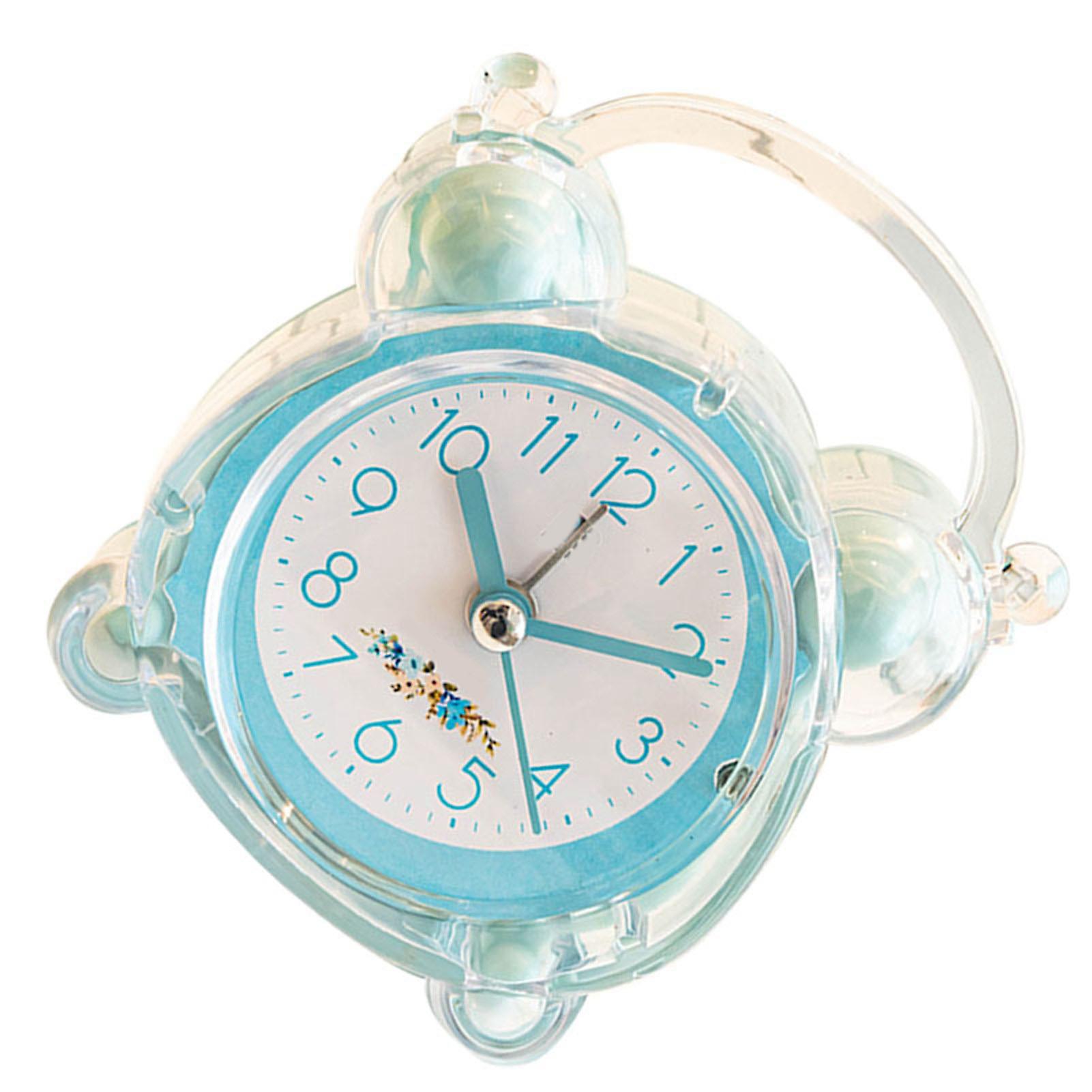 Kids Alarm Clock Quiet Design Cartoon Design Easy Setting Strong ABS Double Bell Clock for Bedroom Table Blue 
