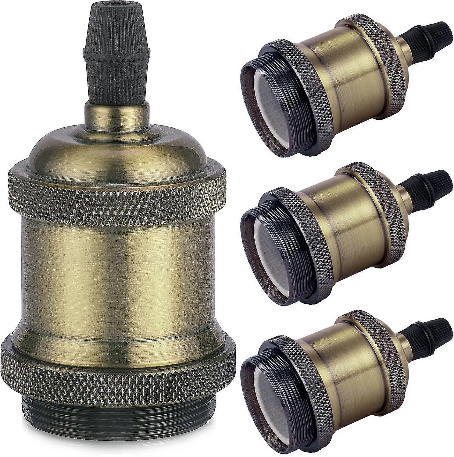 E27 lamp socket, Edison retro pendant lamp, Solid ceramic adapter, 4 Pieces champagne gold socket