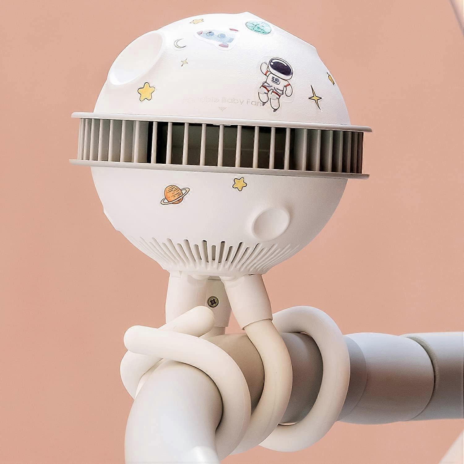 Battery Operated Stroller Fan - RechargeableAdjustable 4 Speed Portable Handheld Fan with Flexible Tripod