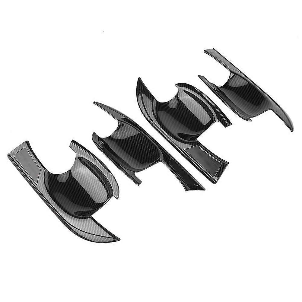 4Pcs Exterior Door Handle Bowl Frame Cover Trim for Mitsubishi Eclipse Cross 17~18 Carbon Fiber E2U~02