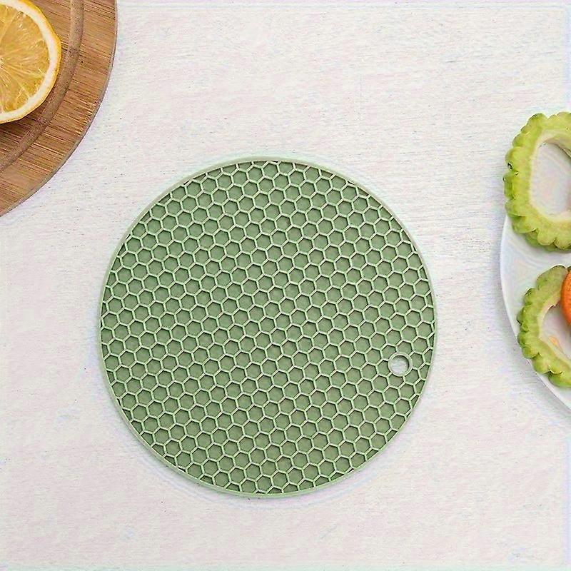 Round Silicone Trivet Mat Set - 7.09inch/5.51inch Extra Thick Honeycomb Placemat, Heat Resistant Pot Holder, Non-Slip Coffee Cup Coaster, Durable Kitc
