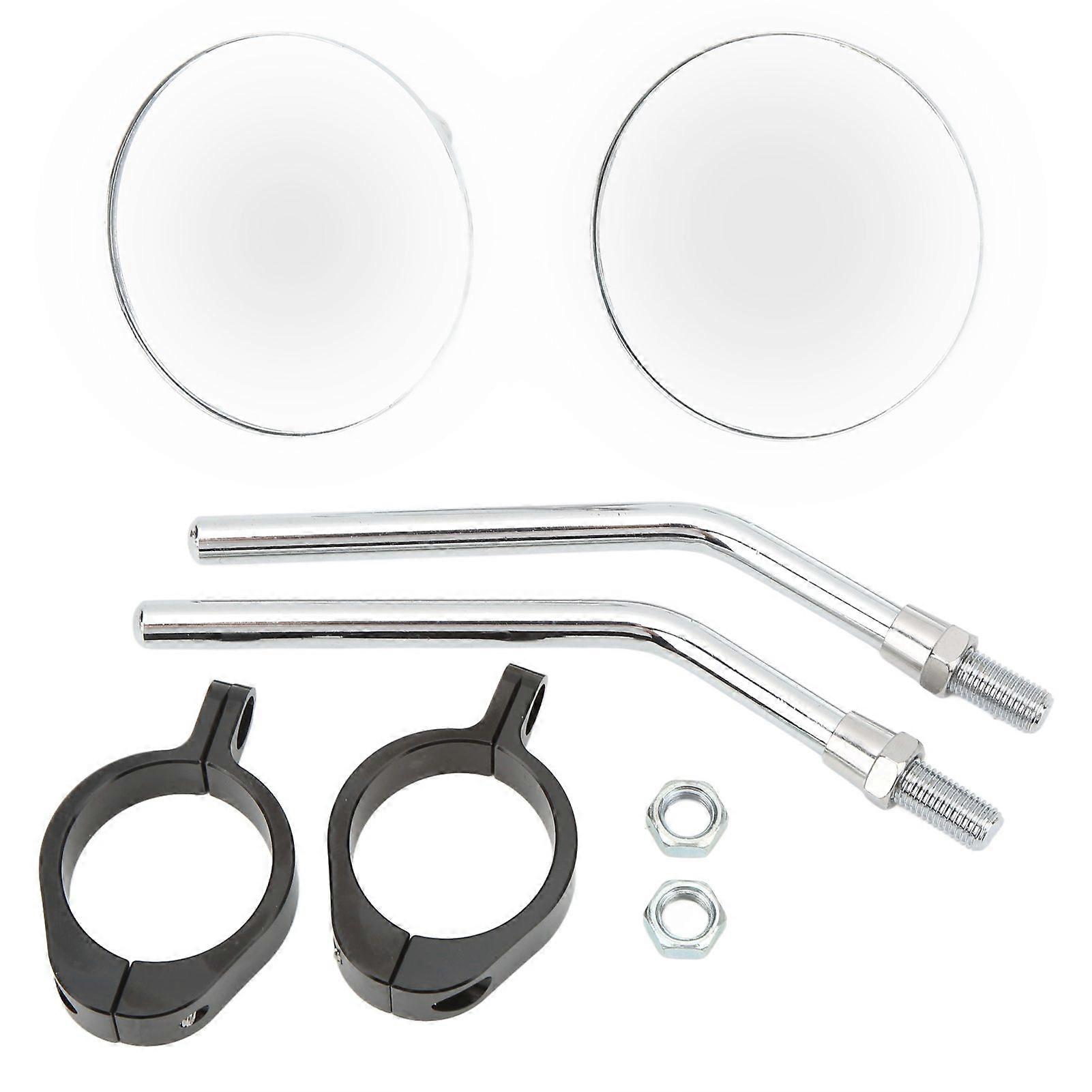 バイク用調節可能サイドミラー クリアビジョン フレキシブルフィット ユニバーサル内径38mmバンパーショックロッドバイク用 シルバー