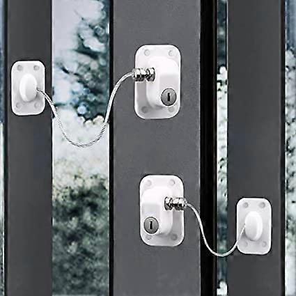 Kongqtee Window Safety Locks Self Adhesive 4 Pack Baby Window Restrictor with Key Window Restrictors for UPVC Pet Window Locks No Drilling Kids Refrig