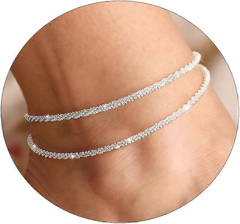 Anklet for Women Επιχρυσωμένοι Βραχιόλια Βραχιόλια Αδιάβροχα Cuban Link Βραχιόλια Σετ Dainty Stackble A για γυναίκες /οικογένεια