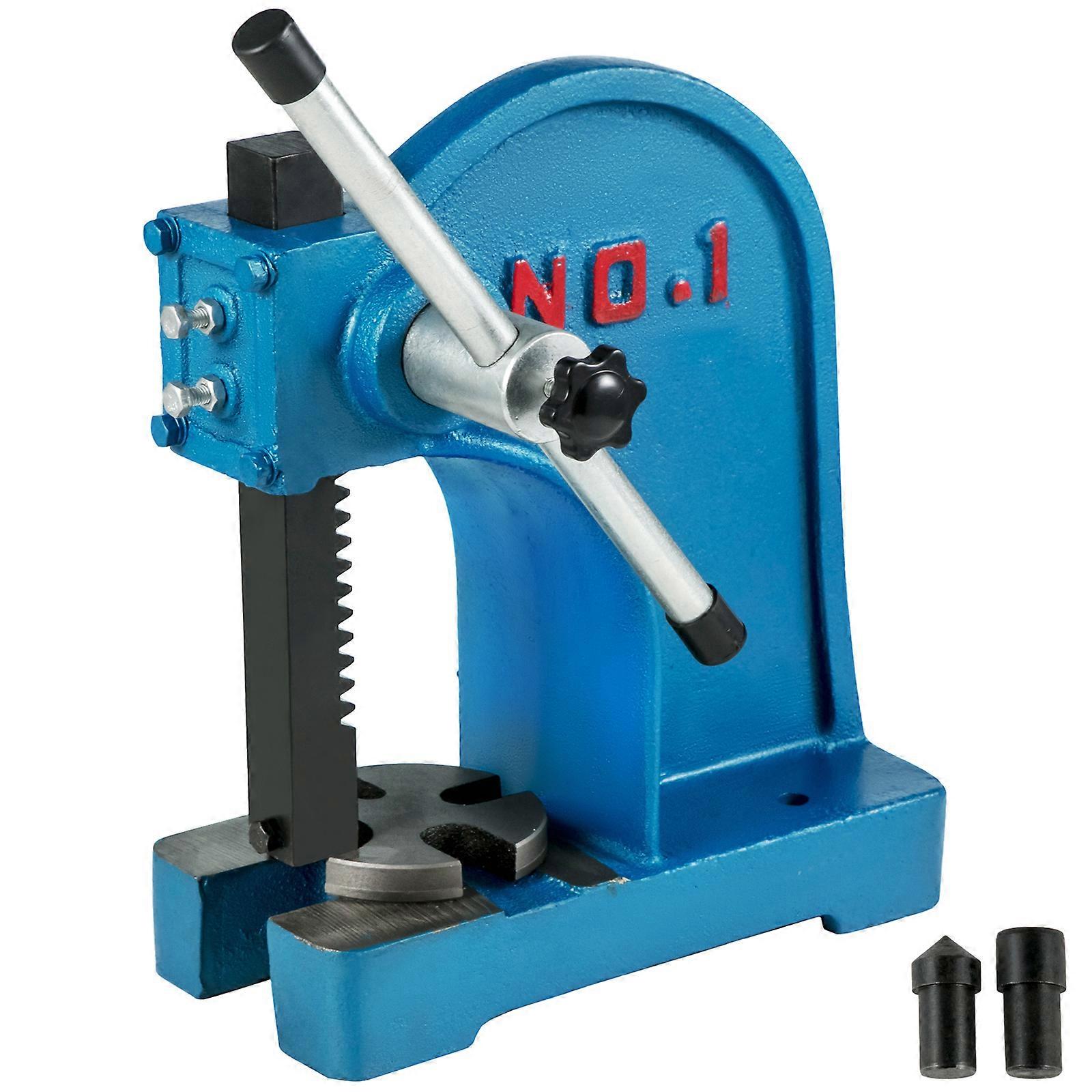 Manual Arbor Press 1 Ton, Heavy Duty Arbor Press with 4-5/8 Inch Maximum Height, Desktop Cast Iron Material, for Riveting Punching Holes