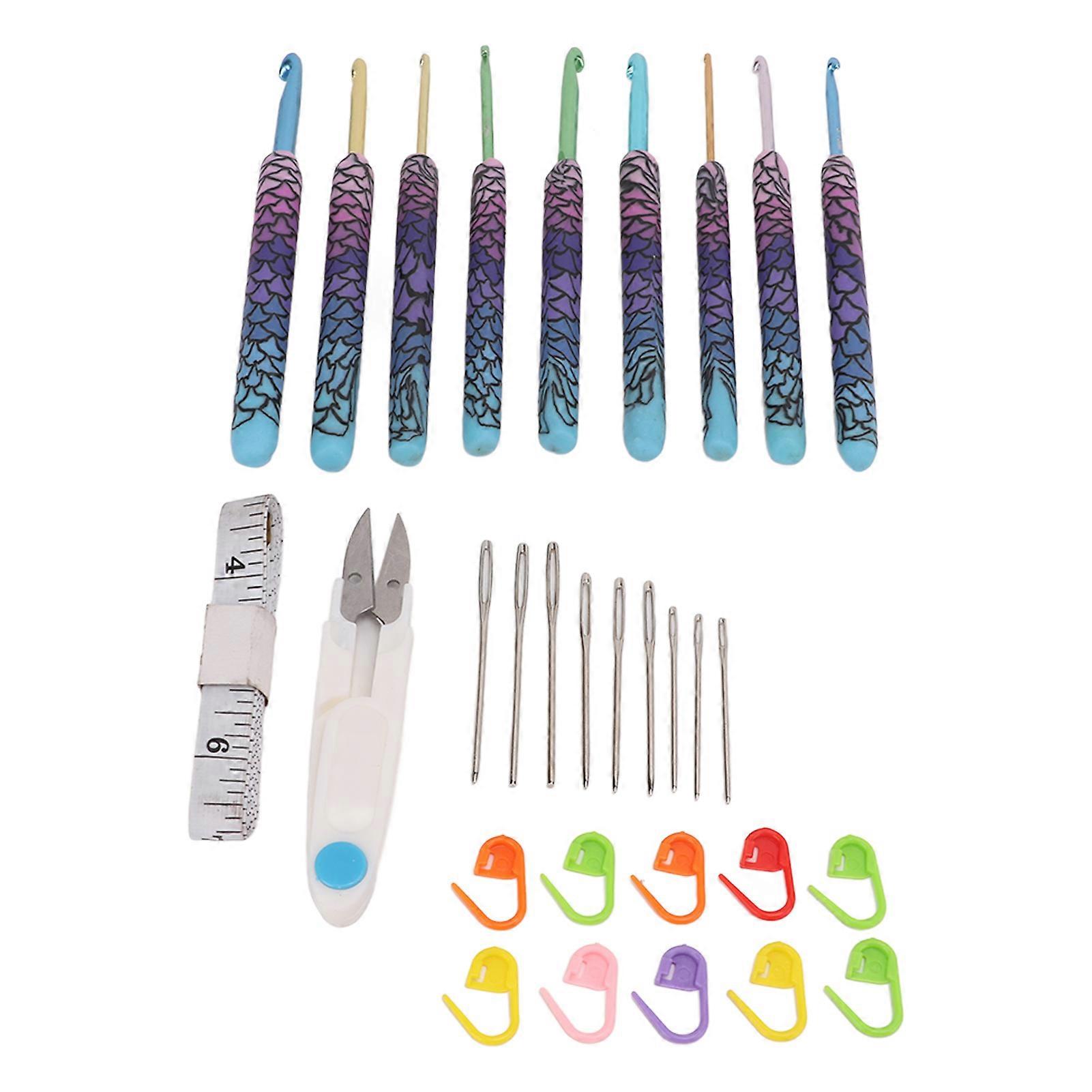 9Pcs Crochet Hooks Different Sizes Easy Operation Ergonomic Design Nonslip Handle Wide Application Crochet Hook Set