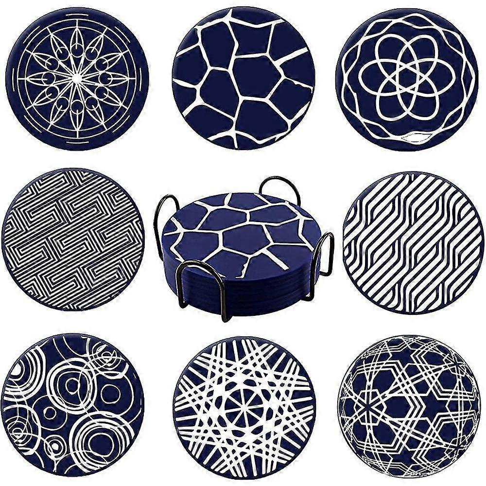 8Pcs Silicone Coaster, Drink Coaster with Holder, Coffee Coaster, Suitable for Bar, Desktop, Non-Sl