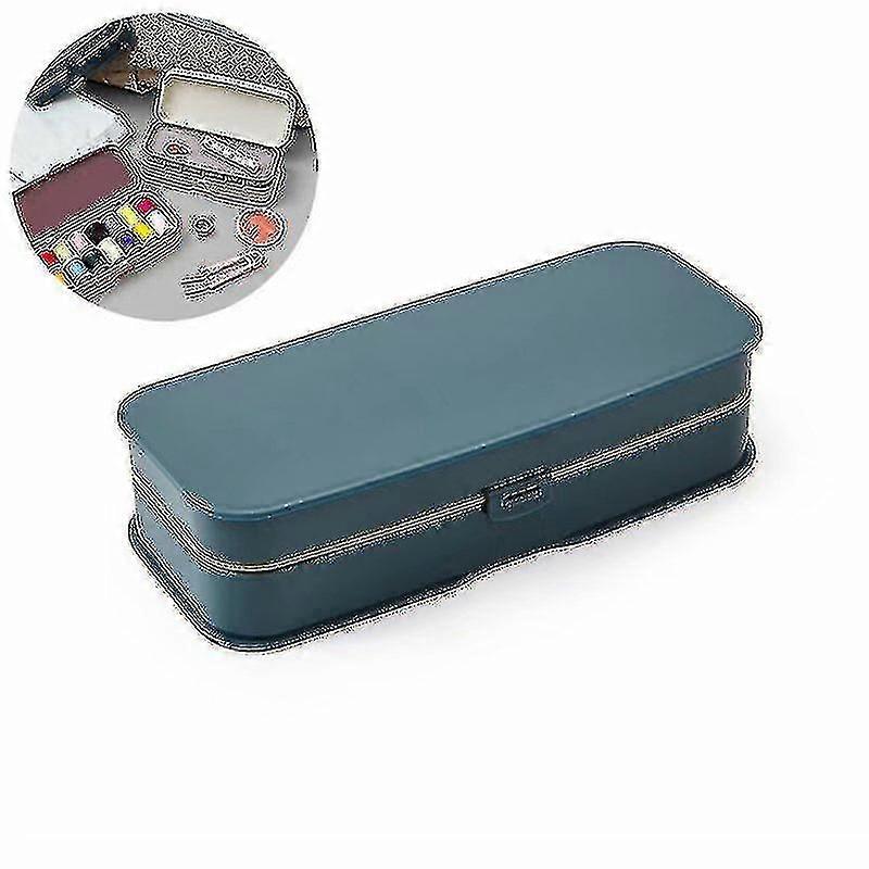 Universal Sewing Box, Sewing Kit, Sewing Thread Spools, All Purpose Embroidery Thread On Rolls And Spools In Plastic Box, Navy Blue