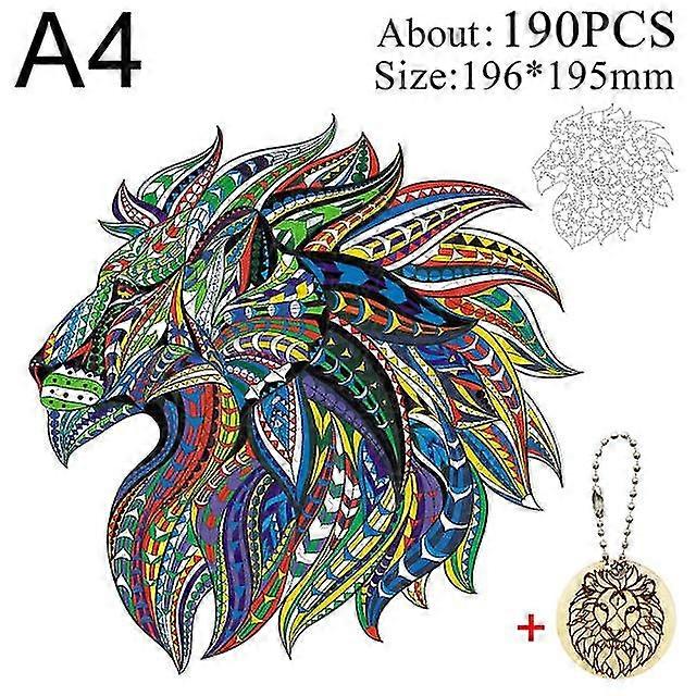 Unique wooden animal jigsaw puzzles mysterious lion 3d puzzle gift interactive games toy for adults kids educational fabulous