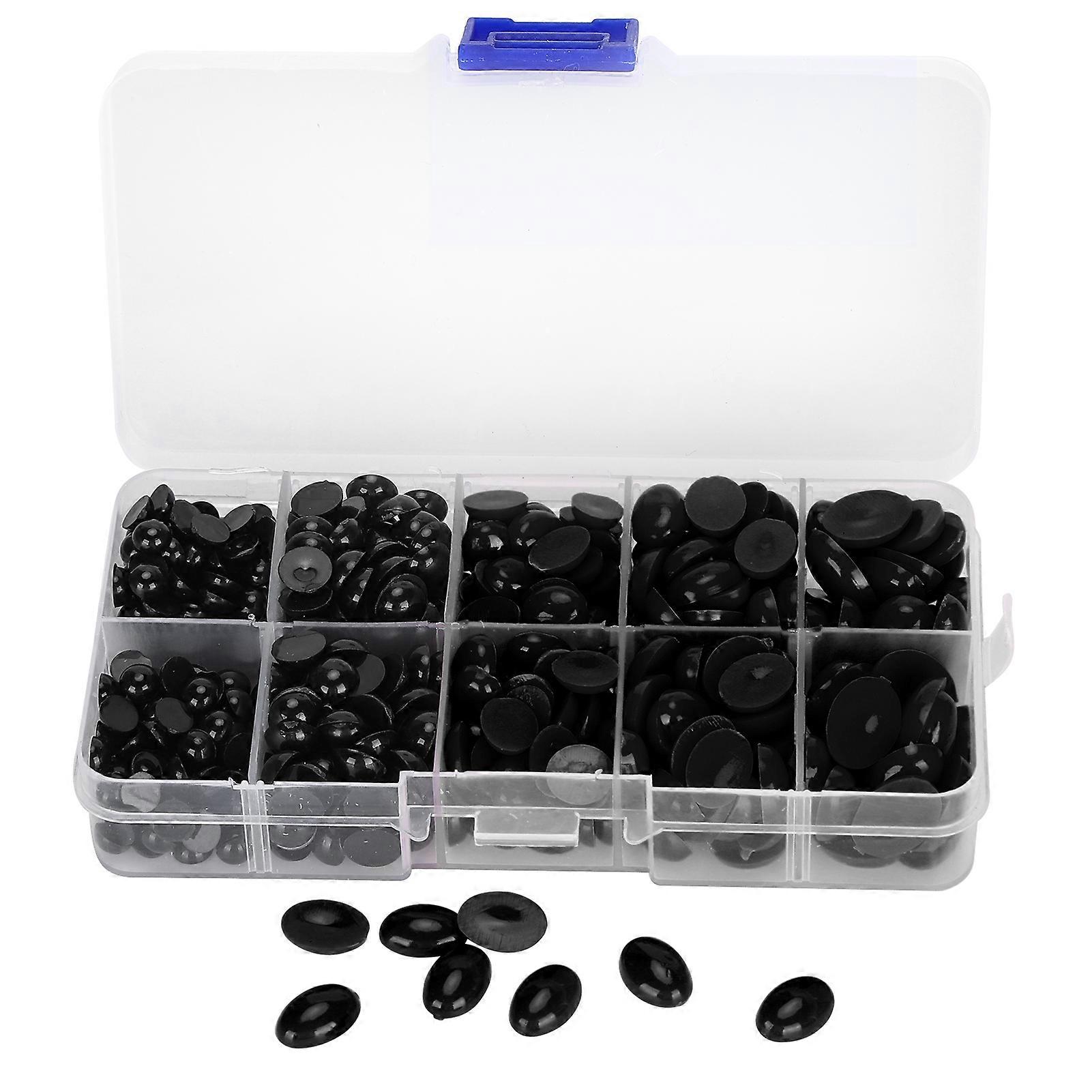 580 قطعة عيون بلاستيكية أنوف دمية مسطحة تيدي بير محشوة DIY صنع ألعاب إكسسوارات أسود