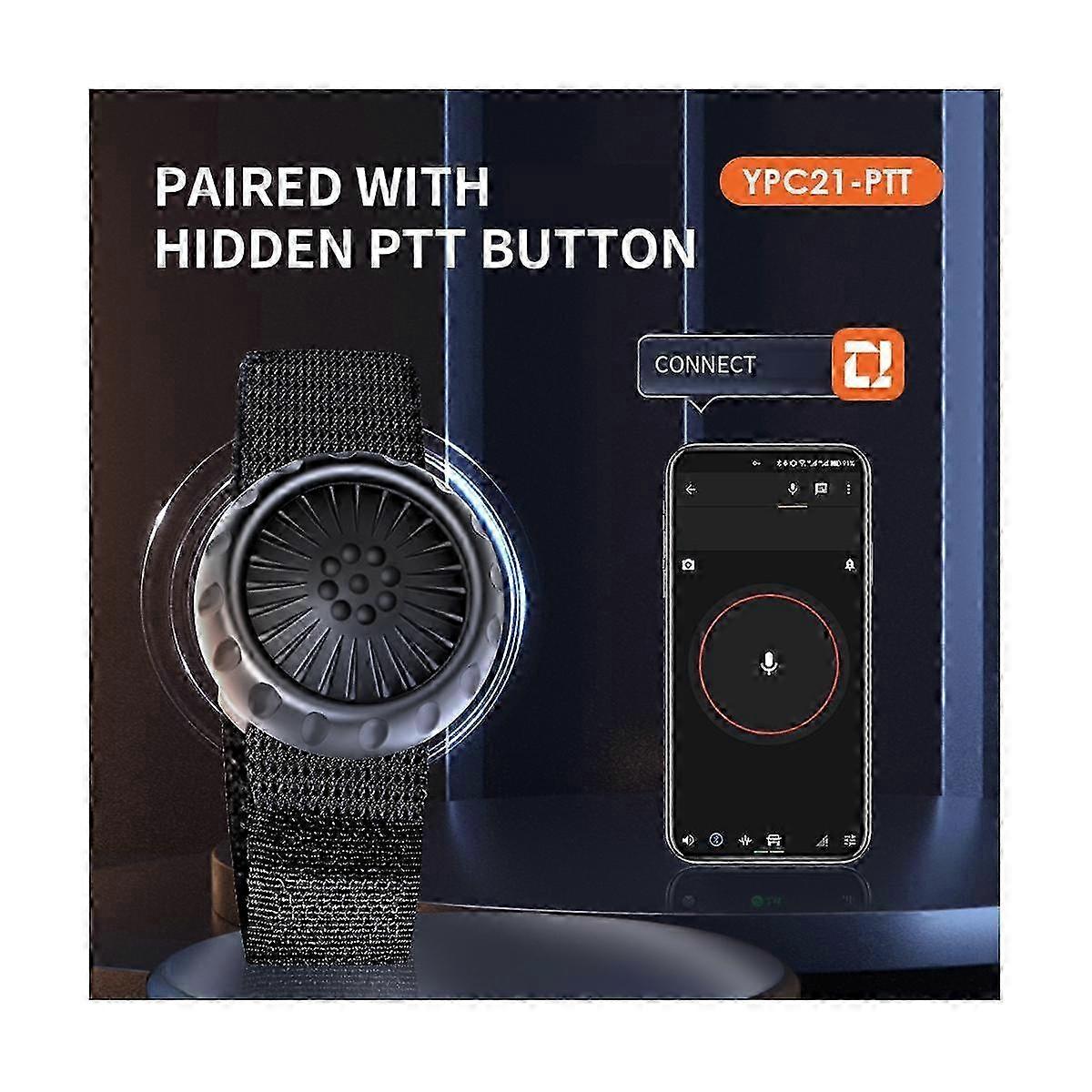 Wireless Bluetooth PTT Walkie Talkie Control Button with Adjustable Strap for Zello IOS Android Sma