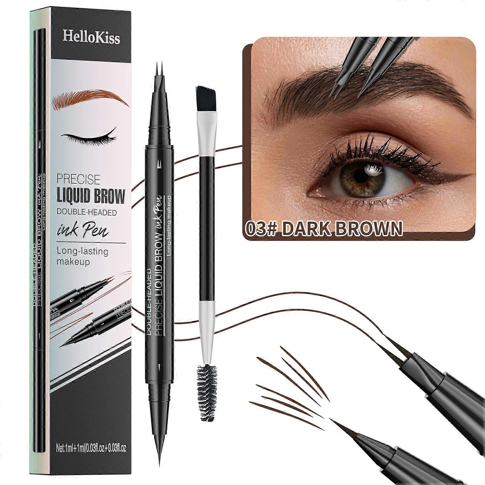 Eyebrow Pen, Microblading Eyebrow Pencil for Natural Hair-Like, Fast & Precise Faux Brow Pen with Double Brush Tip, Waterproof Long-Lasting, Filling E
