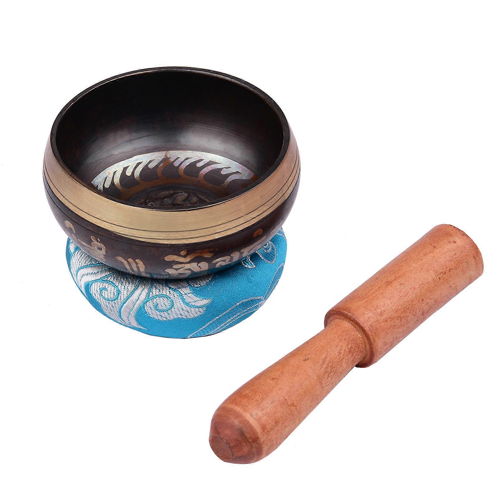 Tibetan Singing Bowl Set with 8cm/3inch Handmade Metal Sound Bowl & Soft Cushion & Wooden Striker for Meditation Sound Chakra Healing Yoga Relaxation