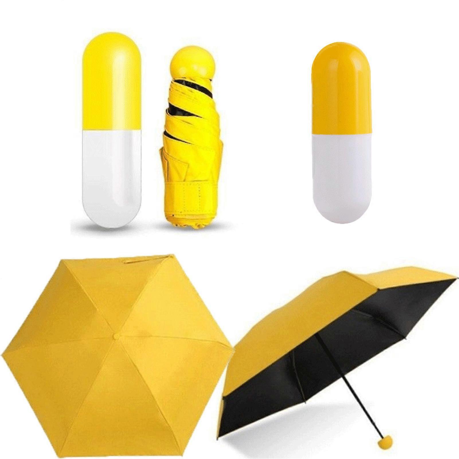5 Fold Mini Small Pocket Capsule Umbrella Foldable Compact Pocket Umbrella with Cute Capsule Case