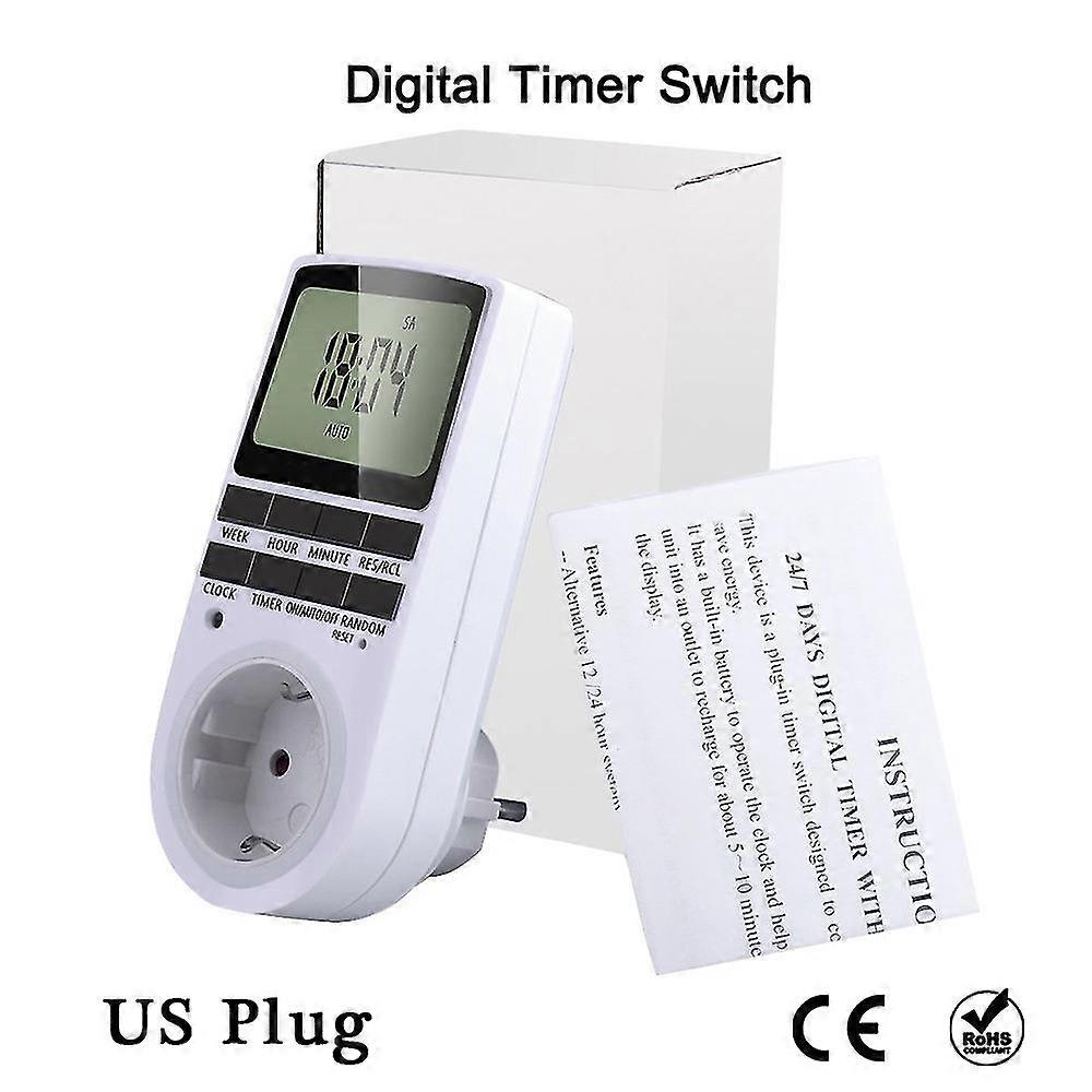Digitale Socket Timer Switch Eu Us Plug Elektronische Keuken Timer Outlet 230v 110v 7 Dag 12/24 Uur Programmeerbare Timing Socket