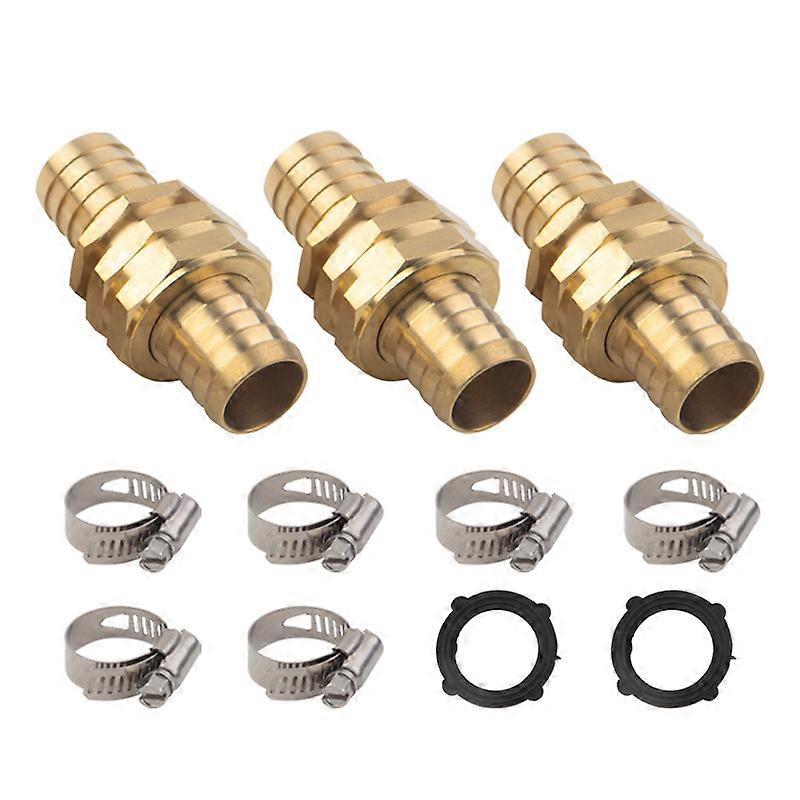3 Pack Hose Repair Joint Kit 3/4" Two-way Water Pipe Connector Hose Fitting With Brass Clamp