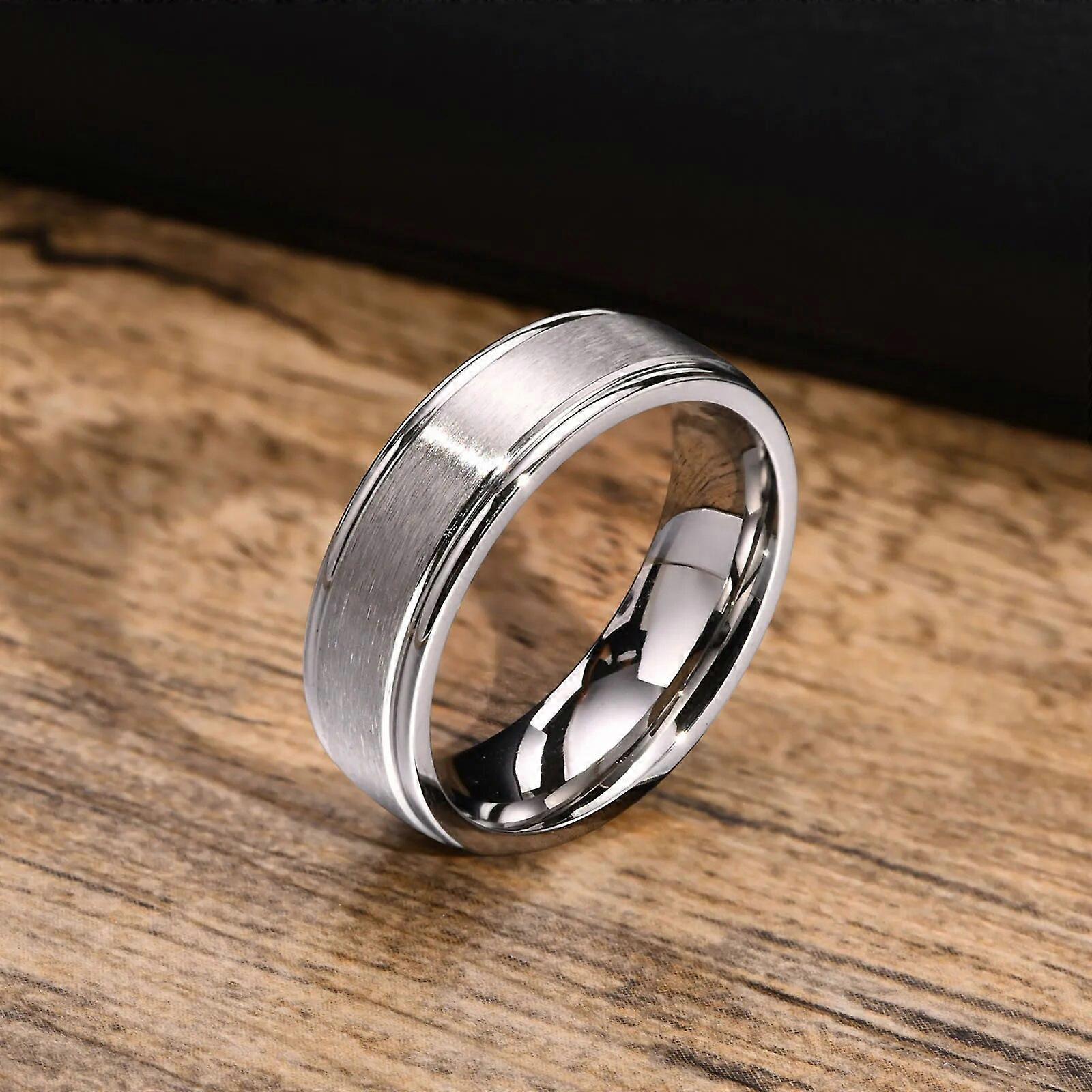 6mm Matte Surface Ring for Men, Classic Stainless Steel Wedding Band, Unisex Basic Plain Tail Ring