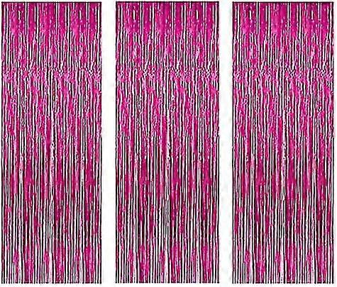 3 Pack Metallic Tinsel Curtains Foil Fringe Shimmer Streamers Curtain Door Window Wall Table Decoration For Birthday Wedding Party Supplies 3ft*8ft -