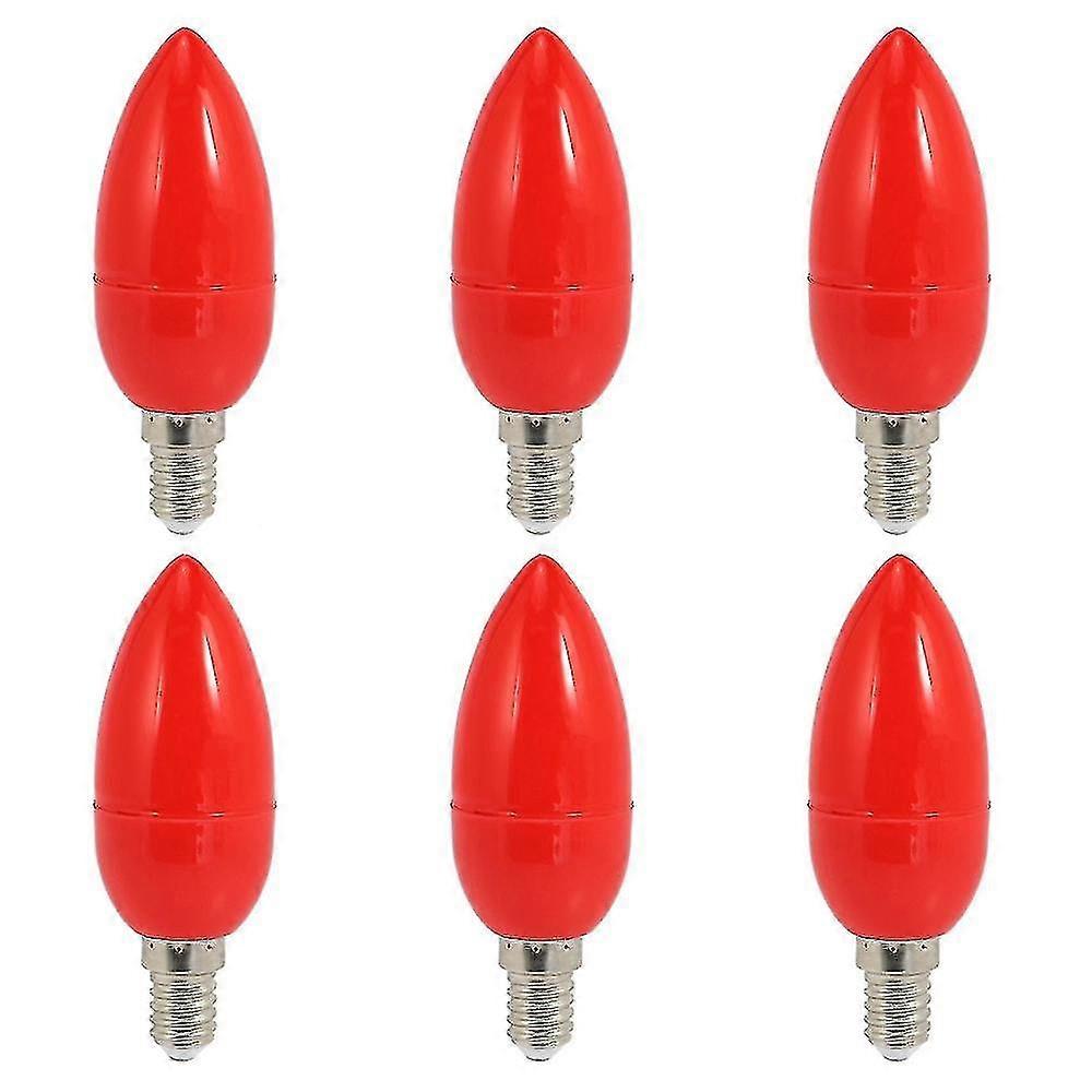 6x Led Candle Light Candle Light Bulbs Red Fortune Lamp God Lights Energy Saving Candle Lights,e14