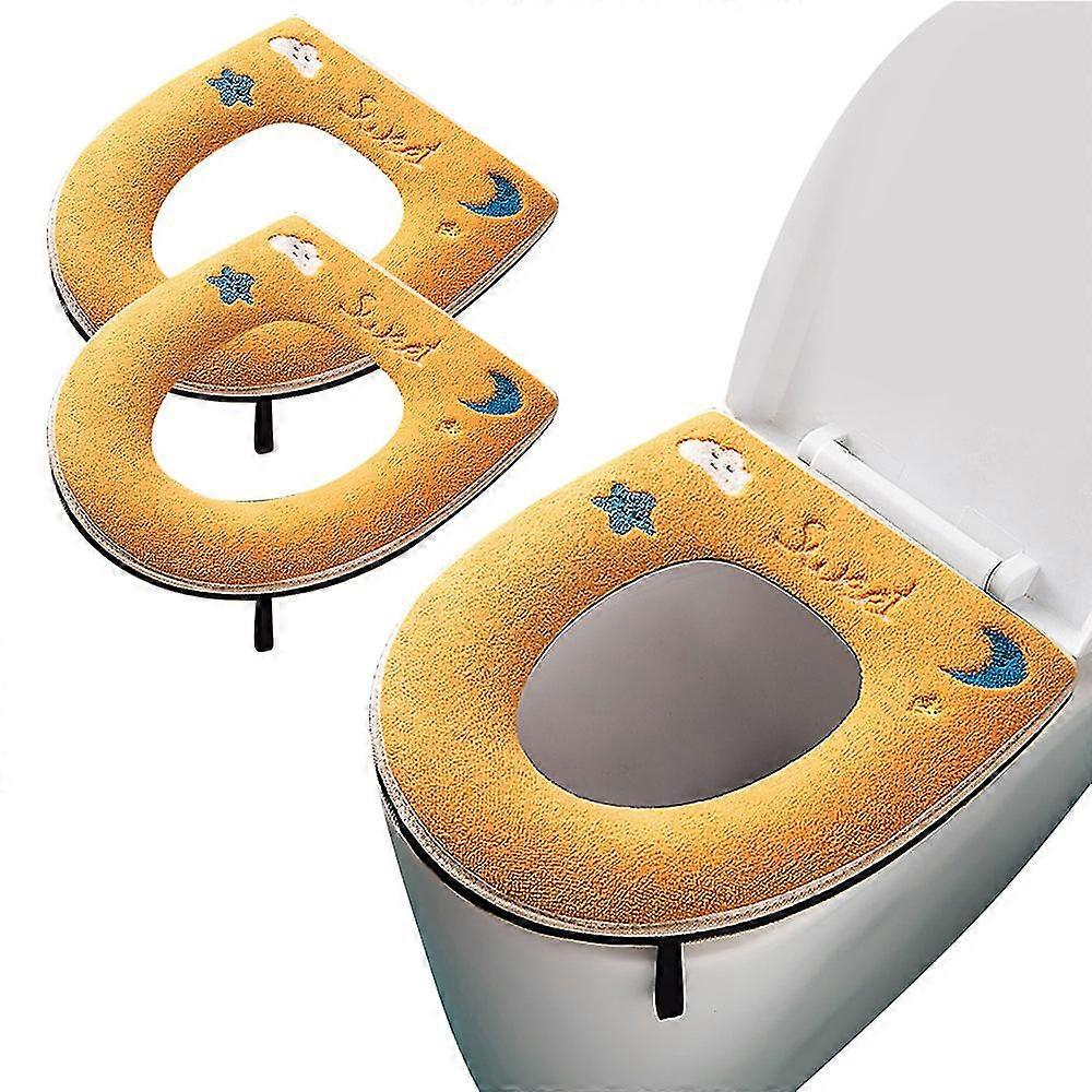 Simple Yet Comfortable, Pair Of Sleeve-style Toilet Cushions With Easy-to-use Handles And Zippered Closure,yellow