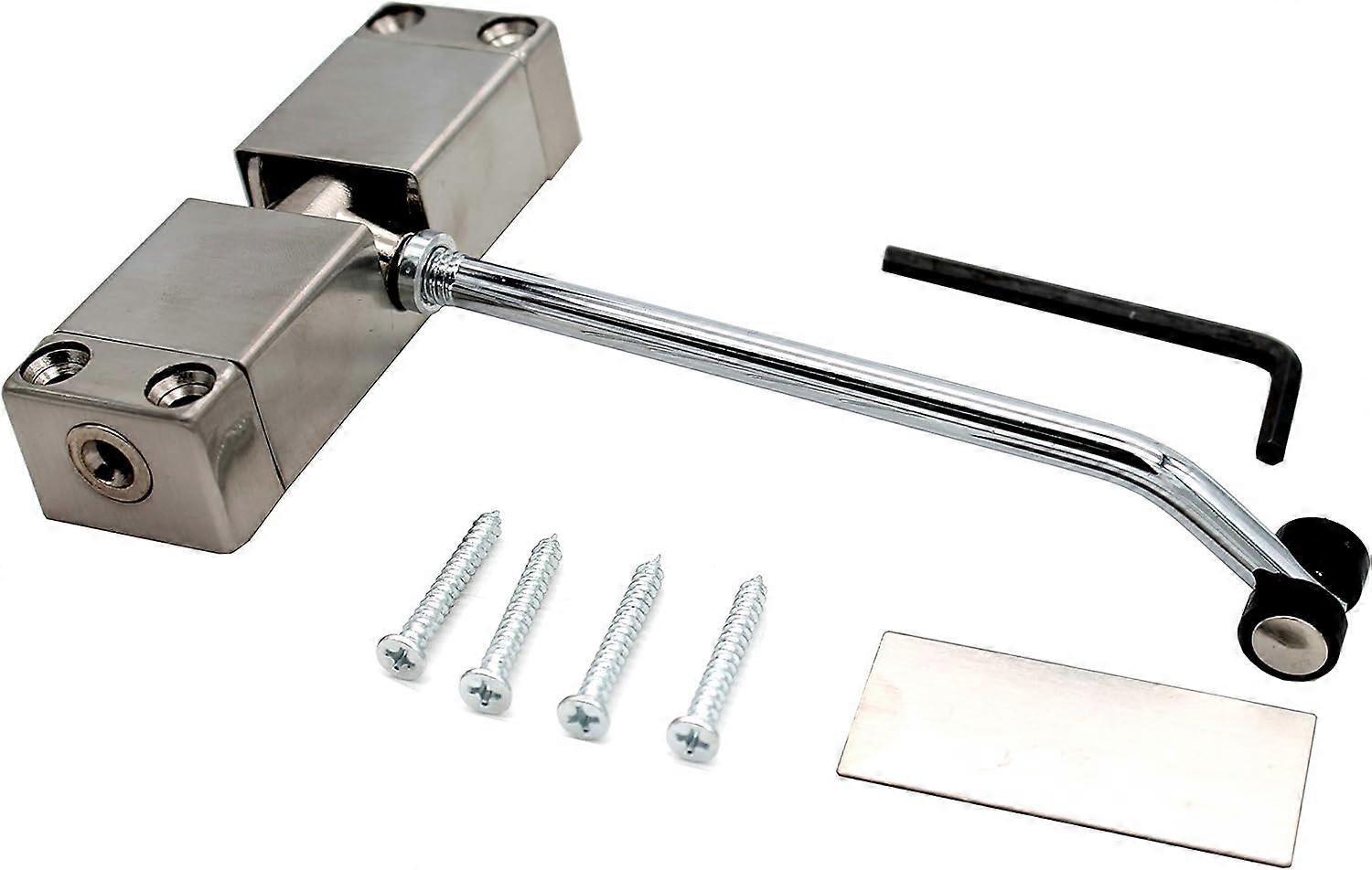 Automatic door closer with surface mounted automatic spring latch in stainless steel