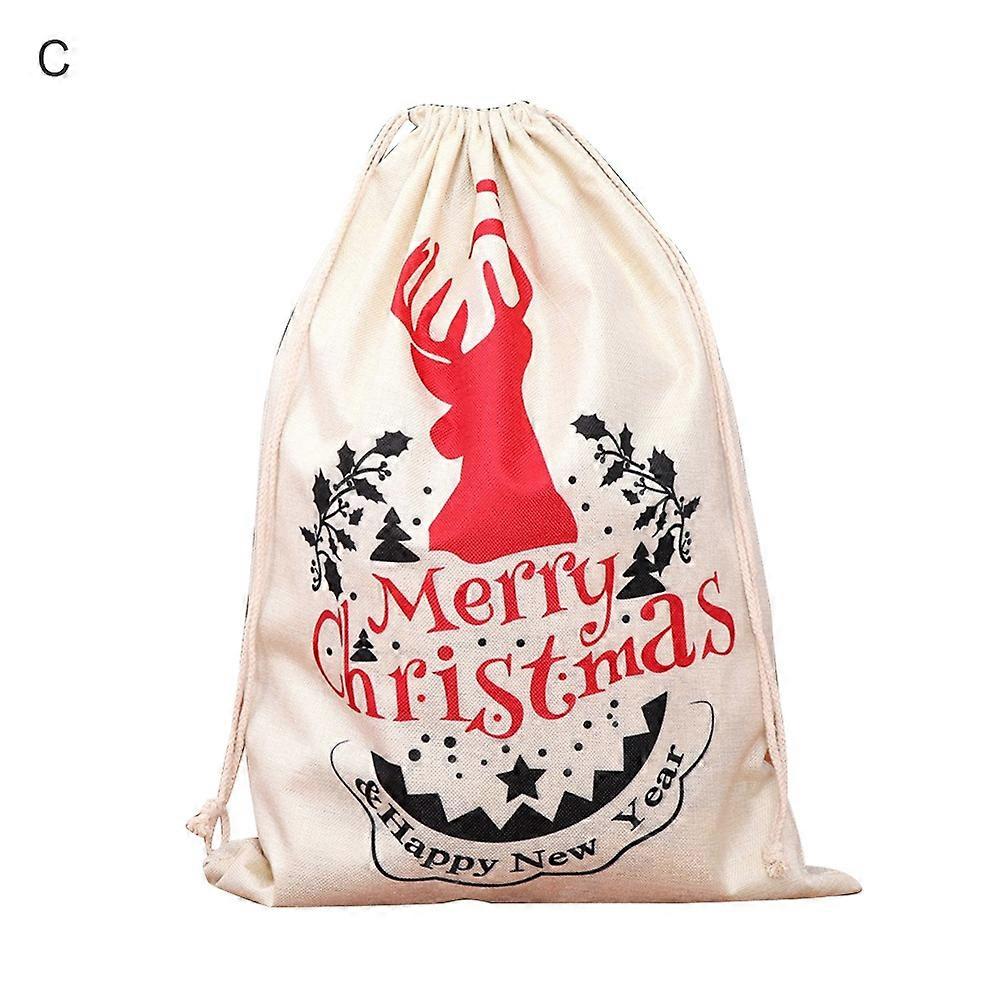 Large Drawstring Linen Gift Bag Candy Presents Storage Container for Christmas KAESI