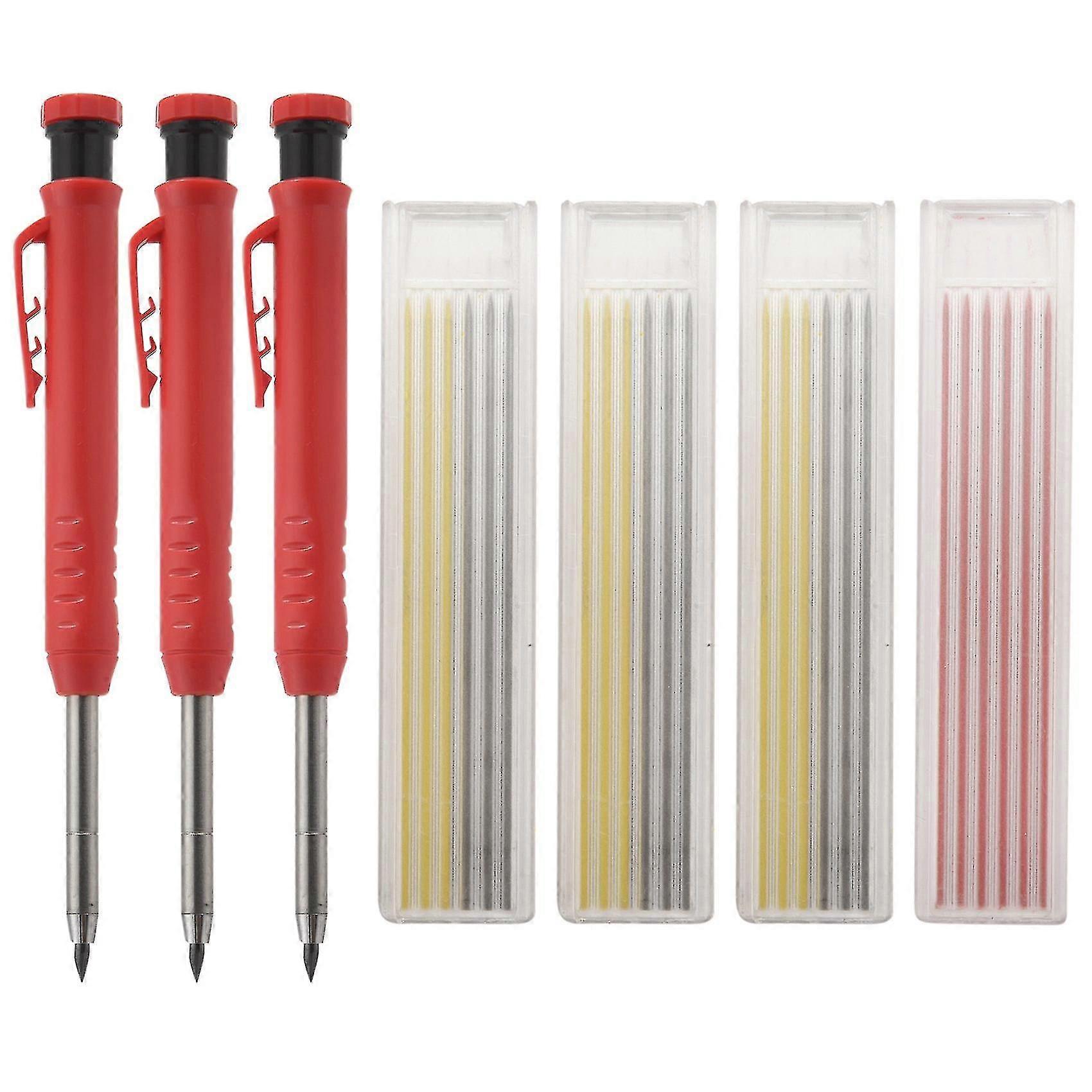 With 24 Refills, Woodworking Tools Solid Deep Hole Pen Marking Tool
