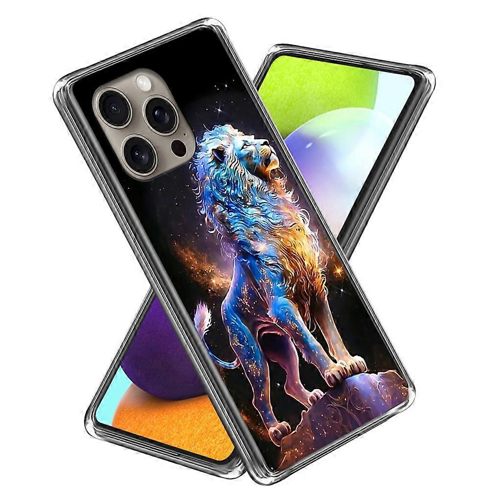 For iPhone 16 Pro Max Case Pattern Printed Shockproof TPU Phone Cover - Lion