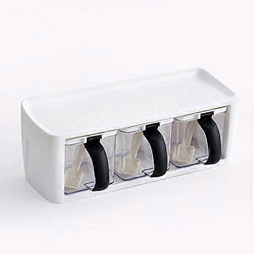Plastic Spice Rack Stacked Storage Seasoning Boxes Spice Jars, with Handle Spoon Kitchen Storage Container