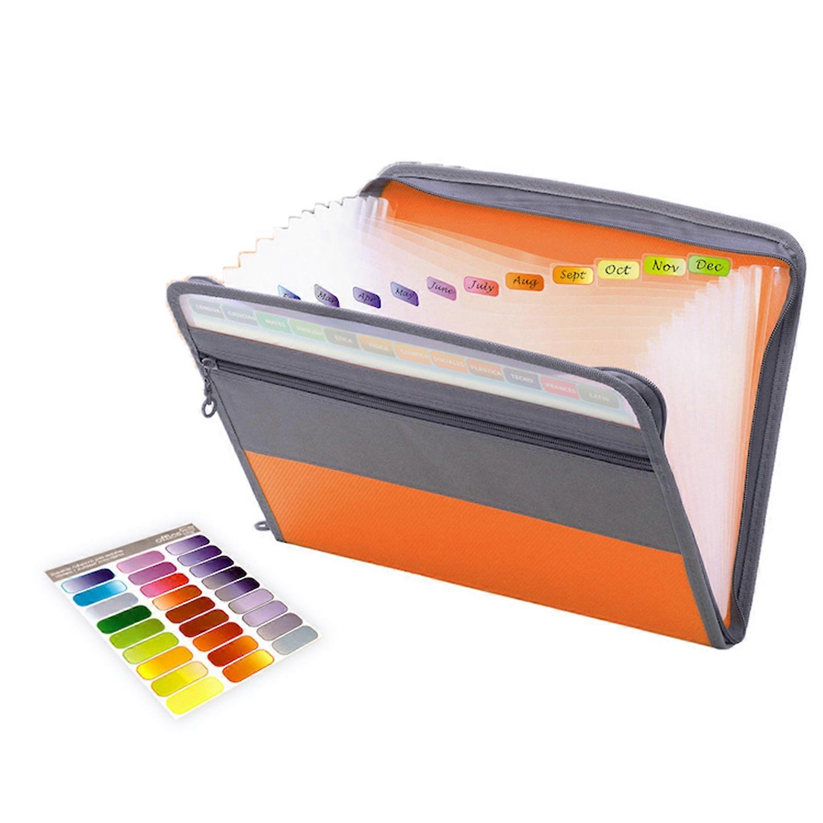 File Folder Multi-Layers Zipper Closure with Pocket Waterproof Index Design Item Storage Plastic A4 Size Document File Folder Organizer Supplies for S