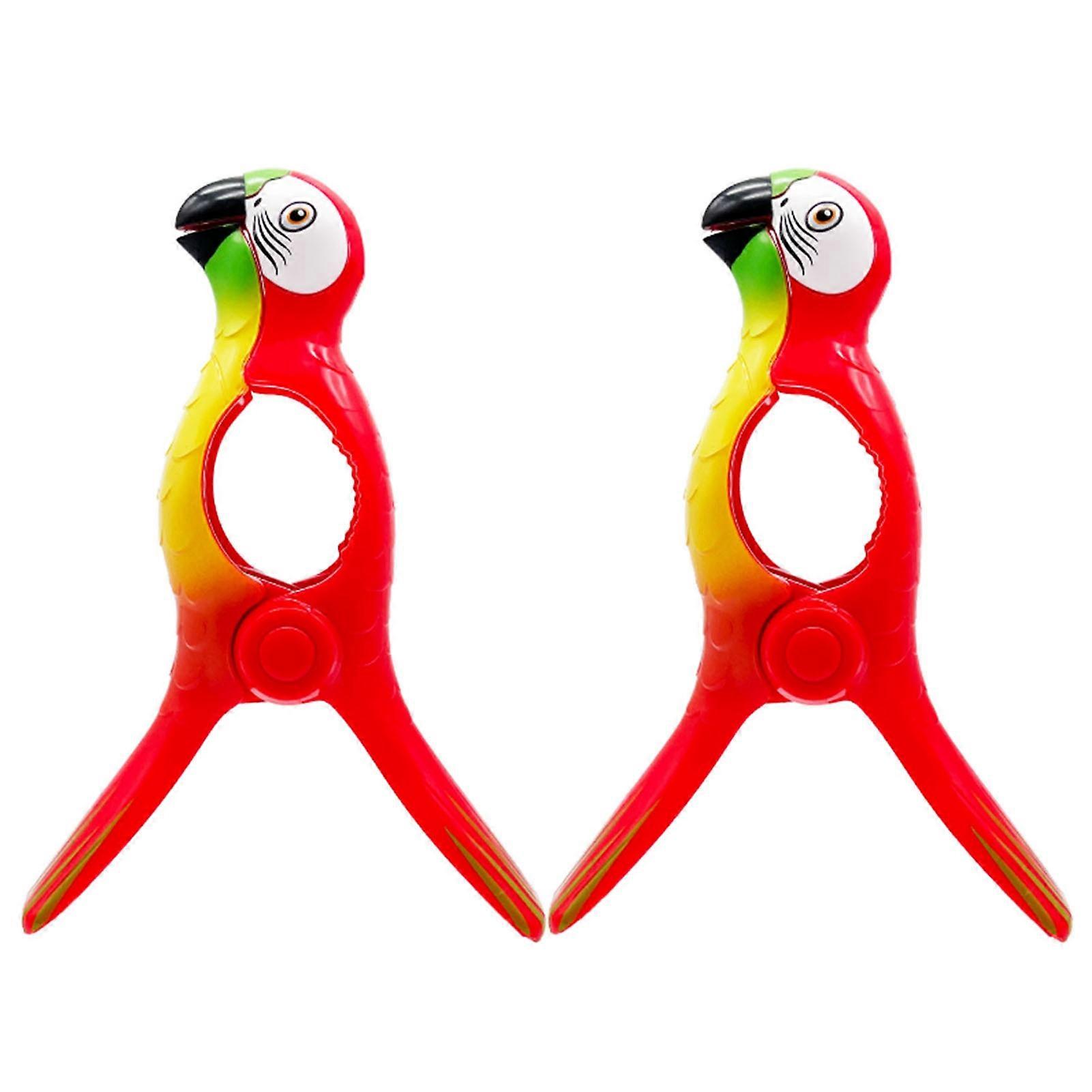 2 Pcs Clothes Clips Great Clamping Force Reusable Large Jaw Cartoon Shape Small Teeth Fix Towel Thicken Home Sock-airing Clips Beach Accessory KAESI