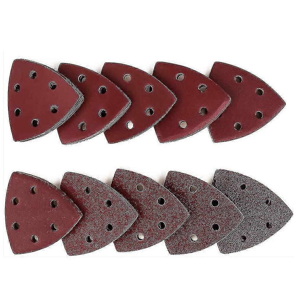100 Pcs Triangular Iron Type Velvet Back Self Adhesive Sandpaper For Multiple Sanders