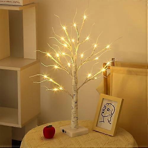 LED tree lights warm white, 60cm/2ft birch LED light tree indoor with 24 LEDs light, USB/battery operated light tree, adjustable branches indoor birch