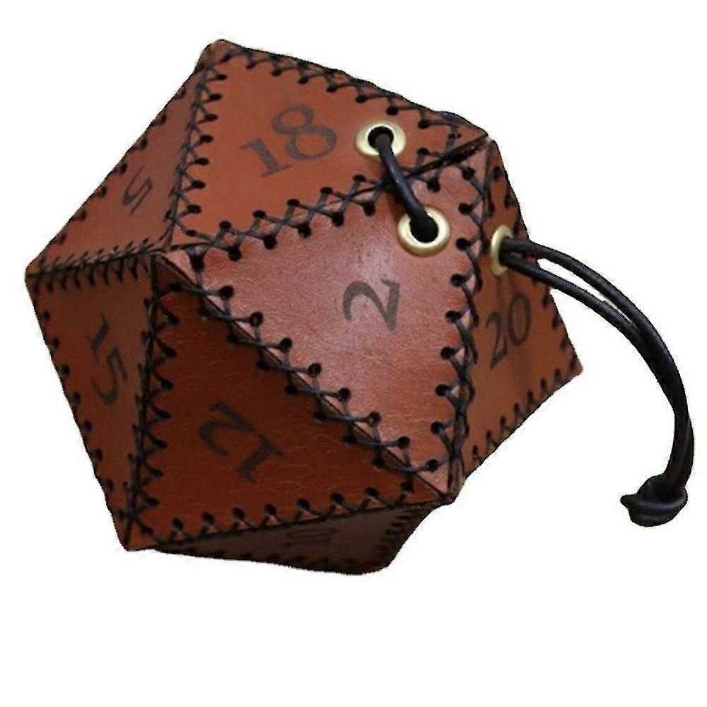 Leather Dice Bag Polygon Storage Pouch With Drawstring For Board Games