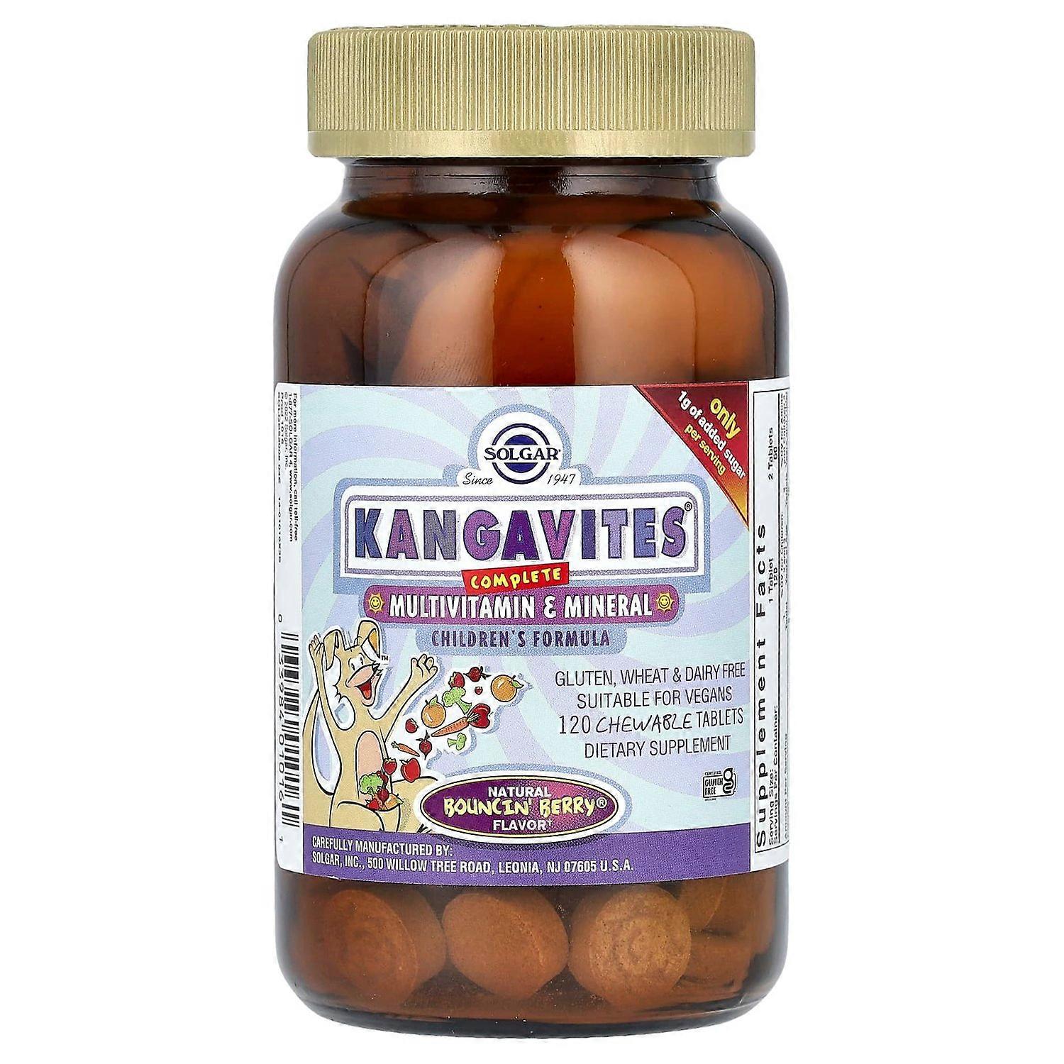 Solgar, Kangavites, Complete Multivitamin & Mineral Children's Formula, Bouncin' Berry , 120 Chewabl