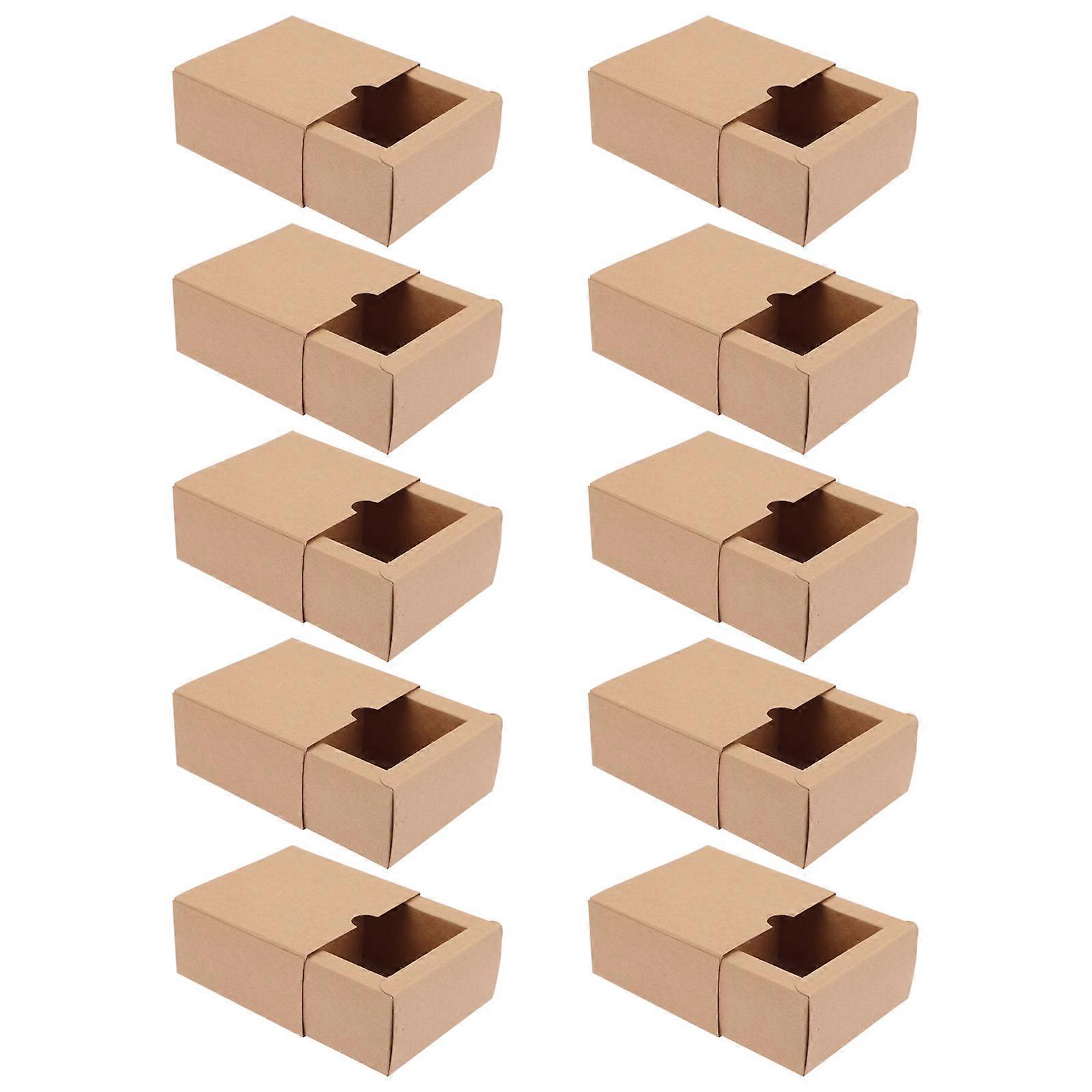 10Pcs Drawer-type Gift Boxes Kraft Paper Wrapping Boxes Portable Gift Packaging Boxes