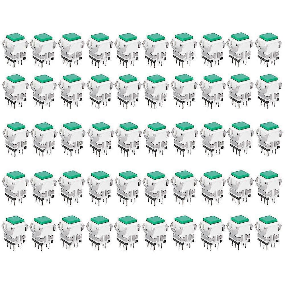 50pcs 6 Pins Reset Push Button Switch Precision Stable Reset Switch Button Green24V