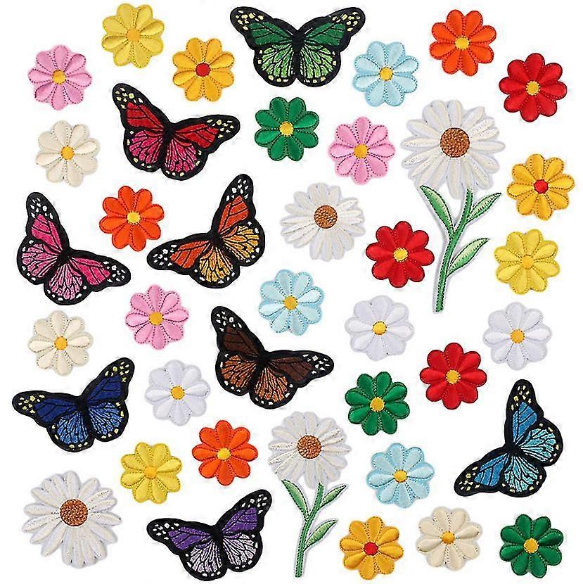 36pcs Flower Appliques Patches Ironing  Embroidered Patche Mixed Color