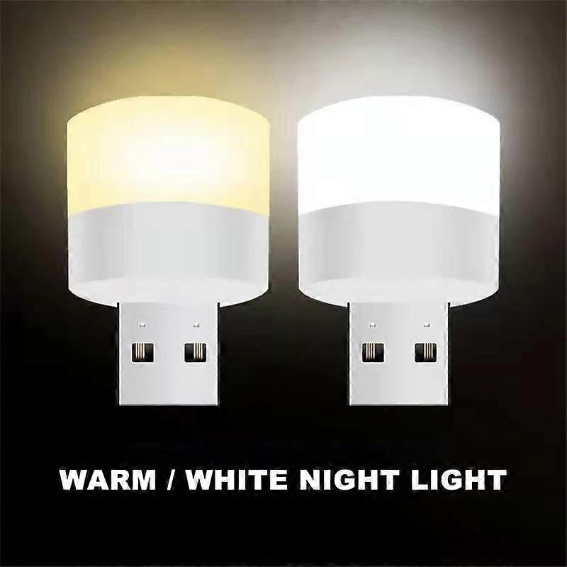 2 pack USB Night Light Mini LED Night Light USB Plug Lamp Power Bank Charging USB Book Lights Small Round Reading Eye Protection Lamps